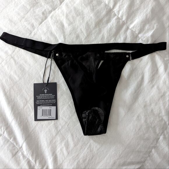 Thistle And Spire Chambers Faux Leather Snakeskin Embossed Keyhole Cutout Thong - Picture 2 of 5